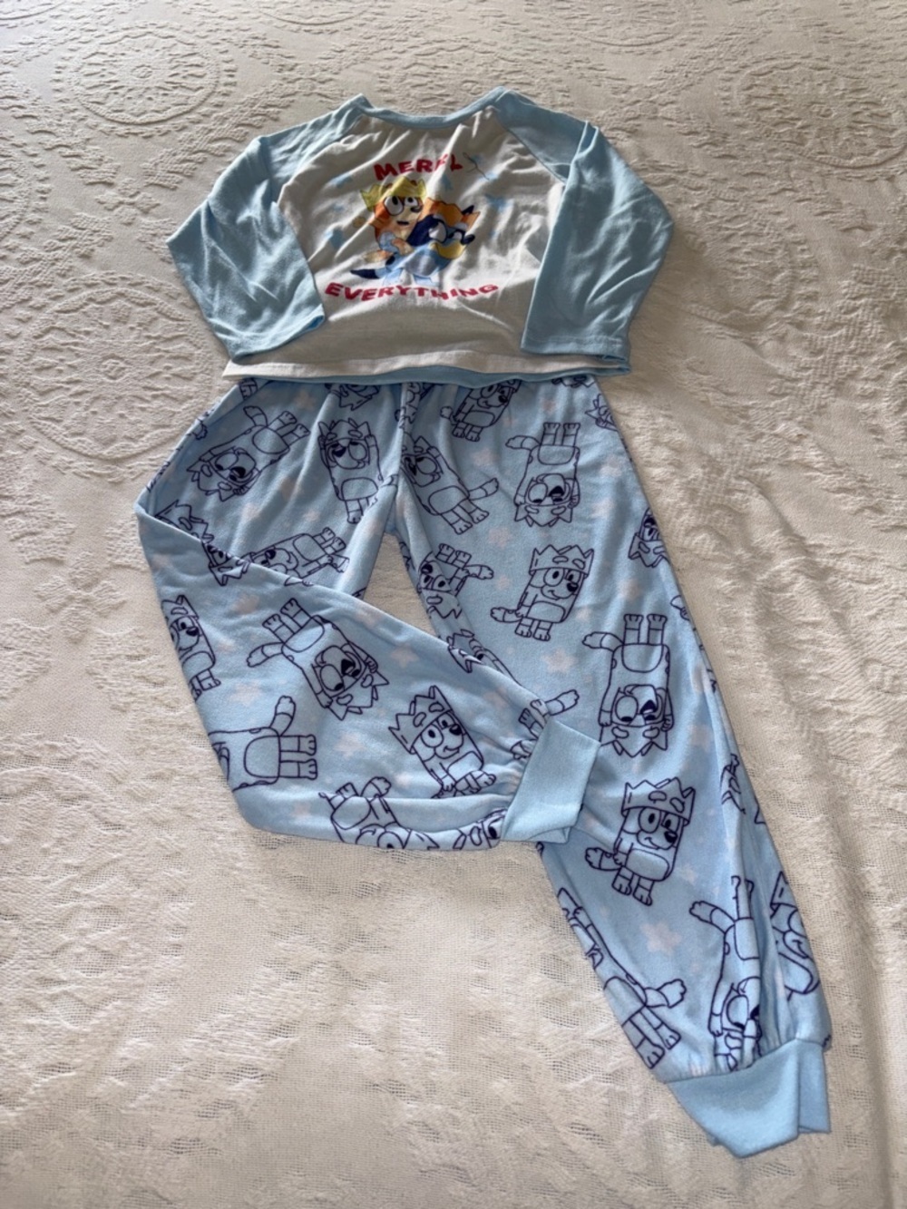 Bluey Light Blue Unisex Pajama Set Gently Loved 6 Merry Everything